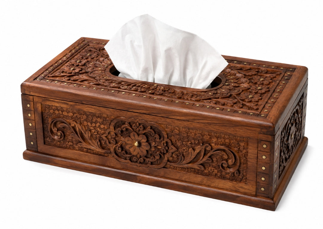 Wood tissue box