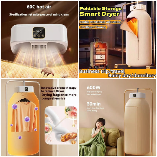 Foldable Smart Clothes Dryer – 600W Portable Garment Dryer