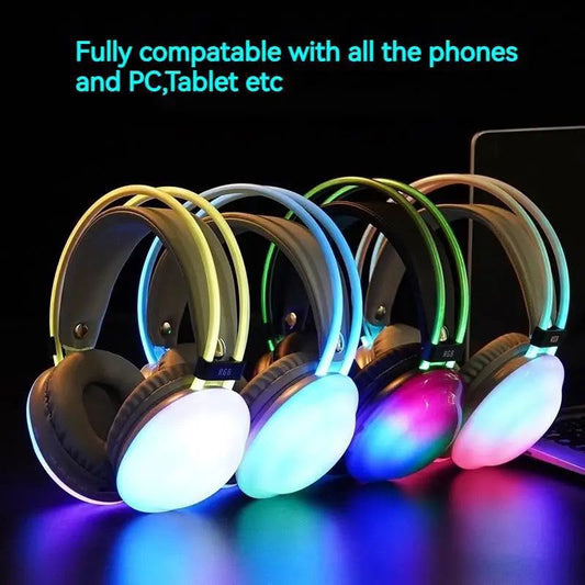 RGB Wireless Bluetooth Headphones – Over-Ear LED Headset