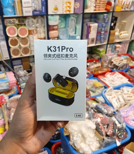 K31 Pro Wireless Collar Clip Microphone – 2.4G Lavalier Mic