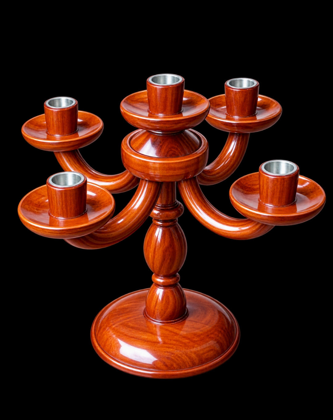 Wooden 5-Arm Candle Holder | Handcrafted Decorative Candelabra for Home Decor