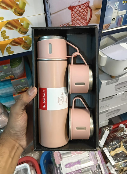 500ml Hot & Cold Vacuum Bottle Set with 2 Cups